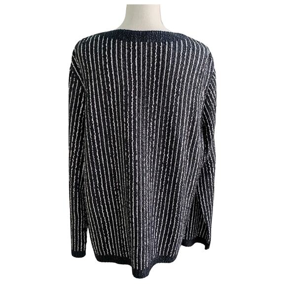 Chico's Travelers LS Open Front‎ Cardigan Black/White Crinkle Striped Size 0 - Picture 4 of 5